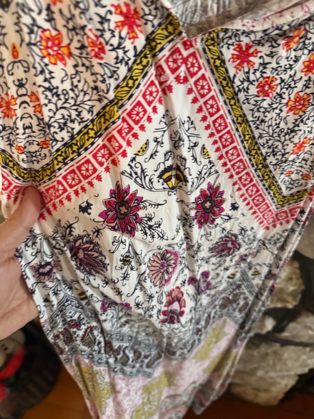 LOFT Floral Print midi Dress in Pink, Olive & Cream - Picture 4 of 5